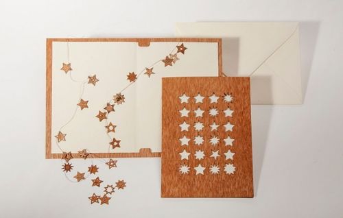24 Sterne - Holzgrußkarte