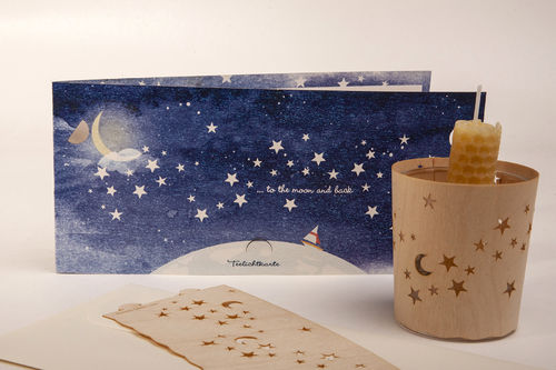 Teelichtkarten Mond u. Sterne